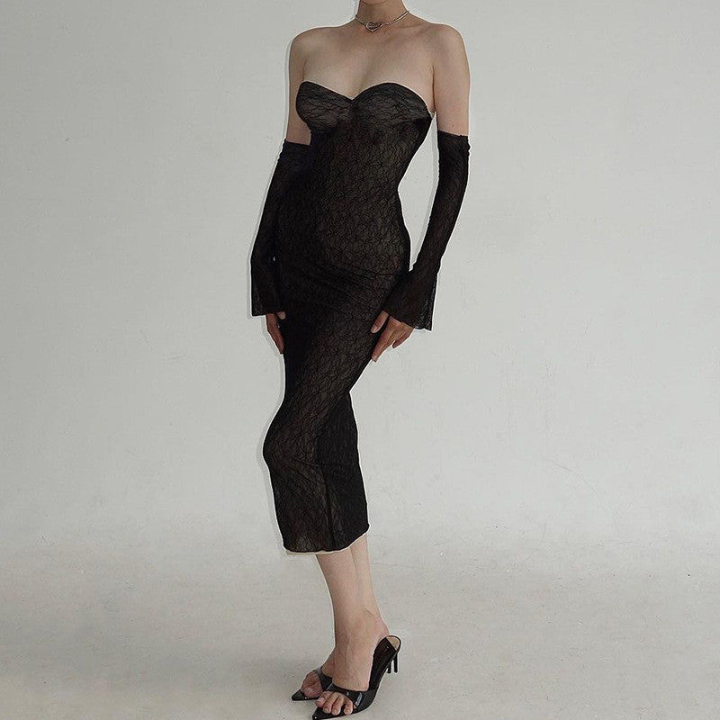 Women's Desses Hip Skirt Elegant Dress with Oversleeves for Women
