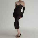 Women's Desses Hip Skirt Elegant Dress with Oversleeves for Women