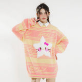 Women Sweater round Neck Sweater Loose Girls Autumn Stripes