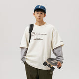 Unisex Hoodie Contrast Color Loose round Neck Sweater Trendy Men's Long Sleeves T-shirt
