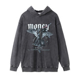 Men Hoodie Print Washed and Worn Hooded Pullover Men's Casual