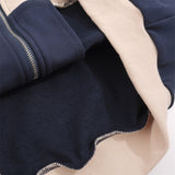 Men Hoodie Color-Block Raglan Sleeves Hooded Sweater Men's Spring and Autumn Leisure Letter Embroidered Zipper Jacket