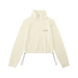 Women Hoodie Waffle Stand Collar Half Sweater Women's Autumn Loose Top