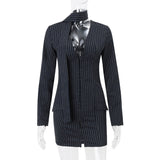 Work Dresses Temperament Ribbon Long Sleeve Hip Wrap Skirt