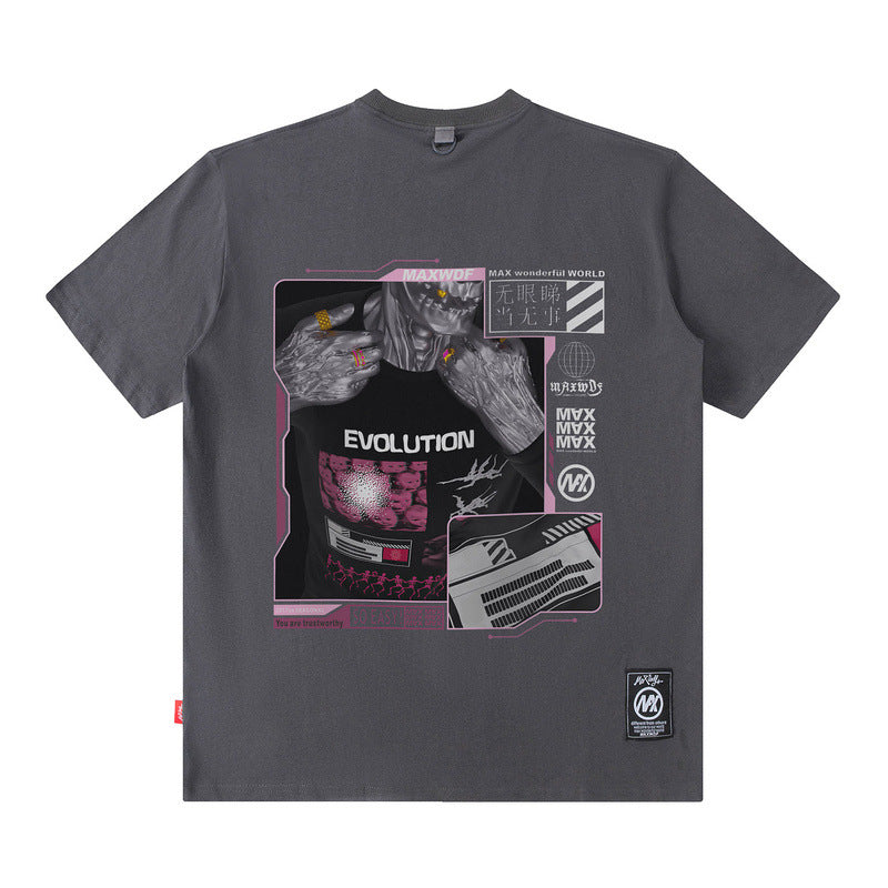 Men T Shirt Hiphop Street Printing Short-Sleeved T-shirt Men and Women Couple