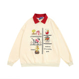 Men Hoodie Lapel Pullover Sweater Boys Embroidered Animal Spring and Autumn Loose Casual Top