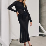 Women Sweater Dress Spring/Summer round Neck Seaside Dress Long Sleeve Knitted Dress