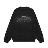 Men Hoodie Embroidered Crew Neck Sweater Spring and Autumn Loose Top Casual
