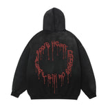 Men Hoodie Tie-Dye Gradient Hooded Coat Men's Autumn Letter Print Washed and Worn Cardigan Sweater