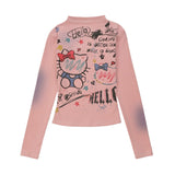 Women Long Sleeve T-Shirt Printed Long Sleeve T-shirt for Women Autumn Leisure Distressed