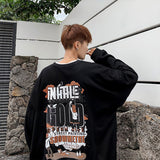 Men Hoodie round Neck Sweater Men's Autumn Hong Kong Style Loose