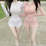 Women Long Sleeve Shirt Hooded Cardigan Long Sleeve Coat Shorts Casual
