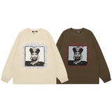 Men Long Sleeve Shirt Retro Casual Long Sleeve T-shirt Men and Women Autumn All-Match Bottoming Shirt