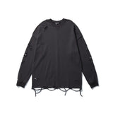 Men Hoodie Vibe Style Solid Color Simple Ripped Sweater Long Sleeve Loose round Neck Pullover Bottoming Shirt