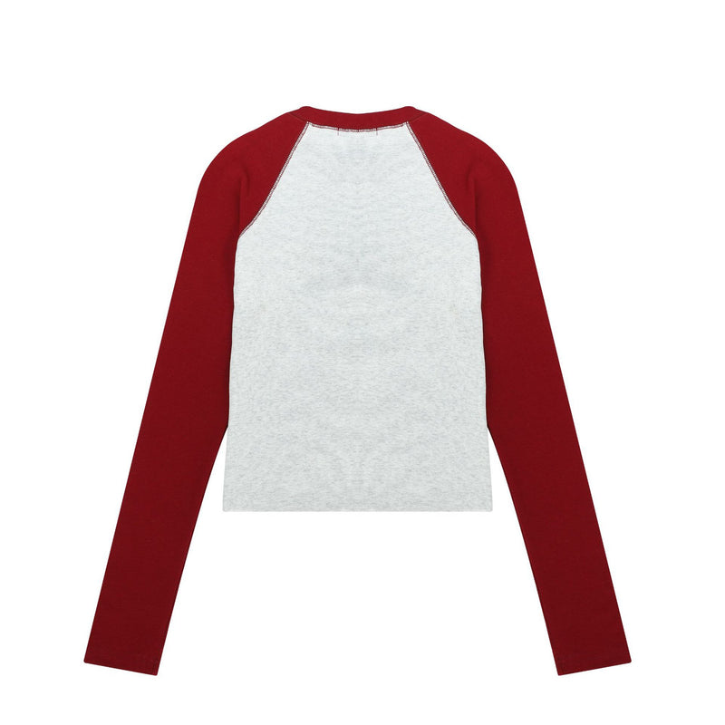 Women Long Sleeve T-shirt Color-Block Crew Neck T-shirt Female Butterfly Autumn Ins Trendy Tops