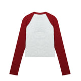 Women Long Sleeve T-shirt Color-Block Crew Neck T-shirt Female Butterfly Autumn Ins Trendy Tops
