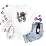 National Flag Day T Shirts Summer round Neck T-shirt Women's Short Sleeve Independence Day Women