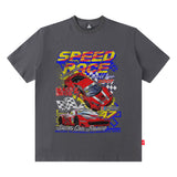 Men's T Shirt Retro Racing Short Sleeve Men's and Women's Hiphop Loose T-shirt