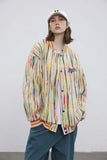 Unisex Jacket Autumn Color Vertical Bar Baseball Uniform Women's Clothing