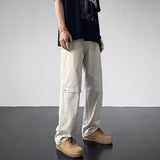 Men Sweatpants Summer Retro Ice Silk Leisure Pants Straight Loose