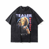 Men T Shirt Printed American Retro Short Sleeve T-shirt Men's Loose