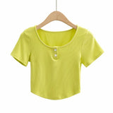 Women T-shirt Summer round Neck Short Sleeves Slim Fit Women T-shirt