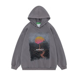 Men Hoodie Printed Hoodie Men's Loose Long-Sleeved Washed Pullover