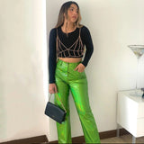Women Pants Autumn Pu Skinny Trousers Women Straight-Leg Pants