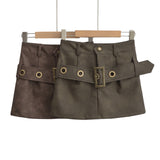 Women Skirt Tooling Style Skirt Short Leather Skirt