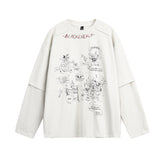 Unisex long-sleeved shirt autum washed fake two-piece