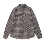 Men Long Sleeved T Shirt Woven Plaid Shirt Coat Men's Spring and Autumn Long-Sleeve Zipper Shirt Loose