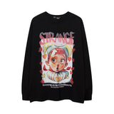Men Long Sleeve Shirt Sweet Cool Cartoon Print Top Hip Hop Long Sleeve T-shirt Men and Women