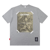 Men T Shirt Neckline Letter Print Casual Loose round Neck T-shirt Short Sleeve Men and Women