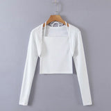 Women T-Shirt Vest Long Sleeve Short Top Women