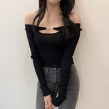 Women Long Sleeve Shirt Long Sleeve Halter Spaghetti Straps Vest for Women