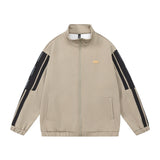 Men Hoodie Sports Stand Collar Cardigan Sweater Casual Loose Stitching Contrast Color Long Sleeves Half Turtleneck Coat