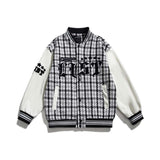Unisex Jacket Autumn Tricolor Plaid Embroidered Jacket Women's Clothing
