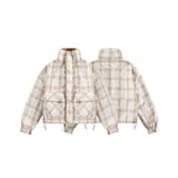 Unisex Jacket Winter Fur Plaid Short Pike