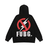 Men Hoodie Lightning Ban Pattern Hooded Sweater Men
