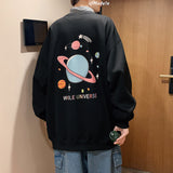 Men Hoodie Sweater Men's Spring and Autumn Printed Coat Hong Kong Style Loose round Neck