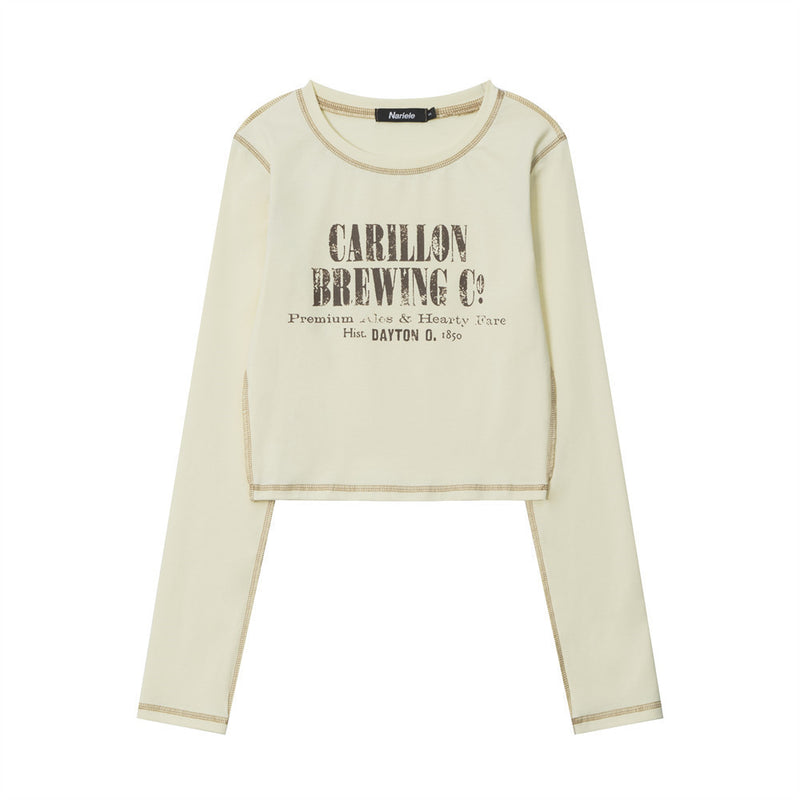 Women Long Sleeve T-Shirt Letter Printing Short-Sleeved T-shirt Girls Spring and Autumn