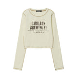 Women Long Sleeve T-Shirt Letter Printing Short-Sleeved T-shirt Girls Spring and Autumn
