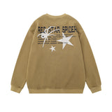 Men Hoodie Spider Printed Crew Neck Sweatshirt Men
