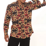 Men Shirt Autumn Printed Long Sleeve Slim Fit Men's Shirt