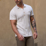 Men Sweater Men's Autumn Polo Shirt Casual Long Sleeve Solid Color Knitted
