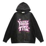Men Hoodie Tie-Dye Gradient Hooded Sweater Inkjet Letter Printing Loose