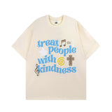 Men T Shirt Retro Alphabet Puff Print Short-Sleeved T-shirt Men's Loose Couple