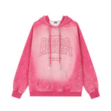 Men Hoodie Washed Old Spray Painting Printed Hoodie