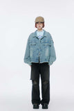 Unisex Jacket Autumn Butterfly Patch Denim Coat