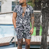 Men Co-Ords Spring/Summer Casual Lapel Short Sleeve Shirt Shorts Suit